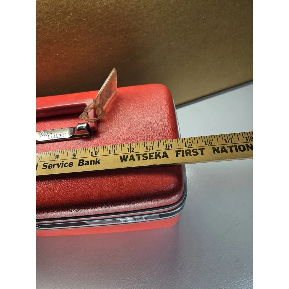Vintage Sears Courier Samsonite Train Case Red Makeup Box Mirror Tray MCM